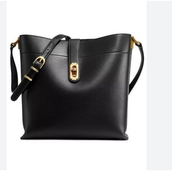 Donna Karan NY Bridgehampton leather triple compartment crossbody+Dust bag BLACK - Picture 1 of 12